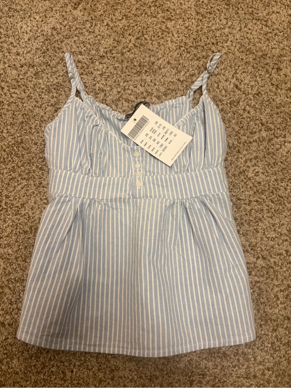 Brandy Melville Blue & White Striped Button-Front Tank